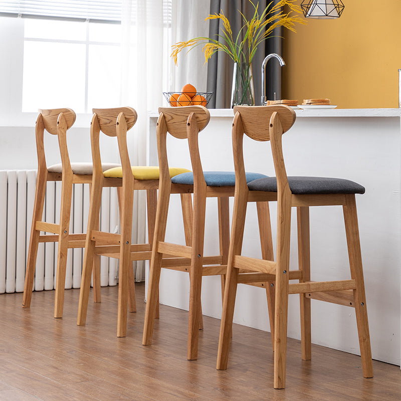 Modern Rubberwood Indoor Bar Stools Natural Finish with Backrest Clearhalo 'Bar Furniture' 'Bar Stools' 'bar_stools' 'furn' 'furn_bar_stools' 'Furniture' 'Kitchen & Dining Furniture' 7734244