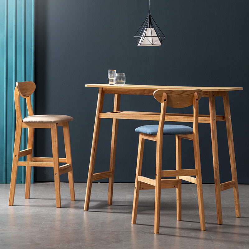 Modern Rubberwood Indoor Bar Stools Natural Finish with Backrest Clearhalo 'Bar Furniture' 'Bar Stools' 'bar_stools' 'furn' 'furn_bar_stools' 'Furniture' 'Kitchen & Dining Furniture' 7734245