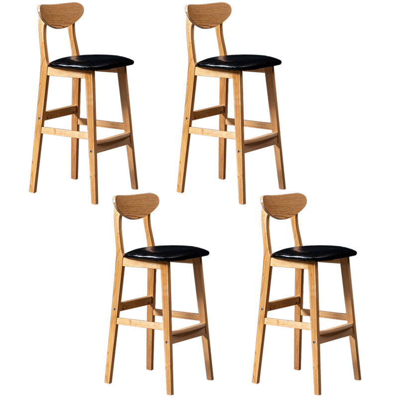 Modern Rubberwood Indoor Bar Stools Natural Finish with Backrest Black 4 Piece Set Clearhalo 'Bar Furniture' 'Bar Stools' 'bar_stools' 'furn' 'furn_bar_stools' 'Furniture' 'Kitchen & Dining Furniture' 7734246