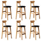 Modern Rubberwood Indoor Bar Stools Natural Finish with Backrest Black 6 Piece Set Clearhalo 'Bar Furniture' 'Bar Stools' 'bar_stools' 'furn' 'furn_bar_stools' 'Furniture' 'Kitchen & Dining Furniture' 7734248