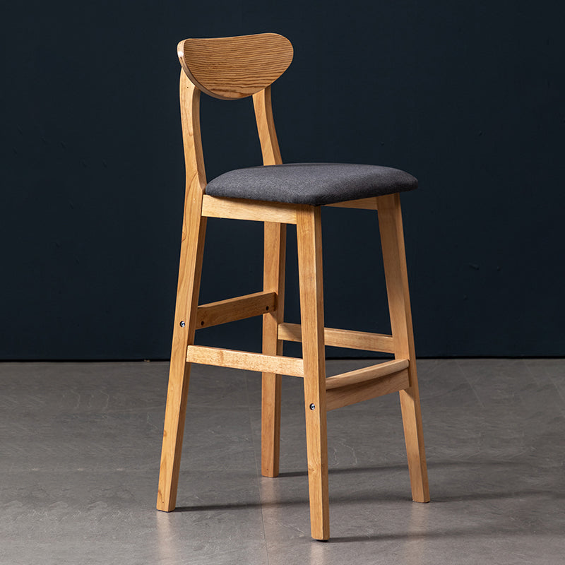 Modern Rubberwood Indoor Bar Stools Natural Finish with Backrest Dark Gray 1 Piece Clearhalo 'Bar Furniture' 'Bar Stools' 'bar_stools' 'furn' 'furn_bar_stools' 'Furniture' 'Kitchen & Dining Furniture' 7734252