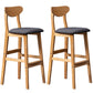 Modern Rubberwood Indoor Bar Stools Natural Finish with Backrest Dark Gray 2 Piece Set Clearhalo 'Bar Furniture' 'Bar Stools' 'bar_stools' 'furn' 'furn_bar_stools' 'Furniture' 'Kitchen & Dining Furniture' 7734254