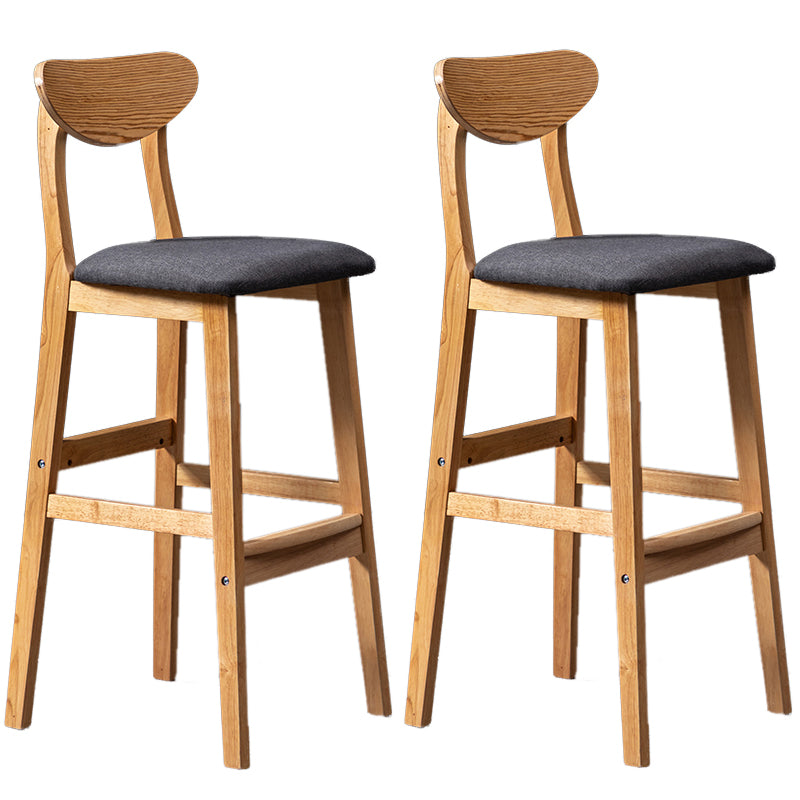 Modern Rubberwood Indoor Bar Stools Natural Finish with Backrest Dark Gray 2 Piece Set Clearhalo 'Bar Furniture' 'Bar Stools' 'bar_stools' 'furn' 'furn_bar_stools' 'Furniture' 'Kitchen & Dining Furniture' 7734254