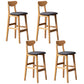 Modern Rubberwood Indoor Bar Stools Natural Finish with Backrest Dark Gray 4 Piece Set Clearhalo 'Bar Furniture' 'Bar Stools' 'bar_stools' 'furn' 'furn_bar_stools' 'Furniture' 'Kitchen & Dining Furniture' 7734256