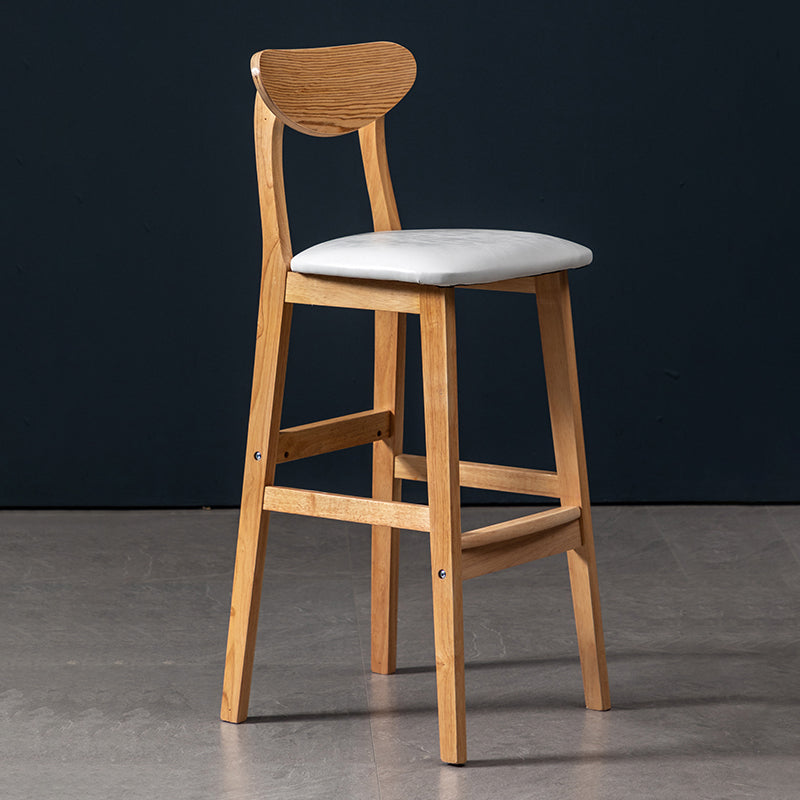 Modern Rubberwood Indoor Bar Stools Natural Finish with Backrest White 1 Piece Clearhalo 'Bar Furniture' 'Bar Stools' 'bar_stools' 'furn' 'furn_bar_stools' 'Furniture' 'Kitchen & Dining Furniture' 7734261