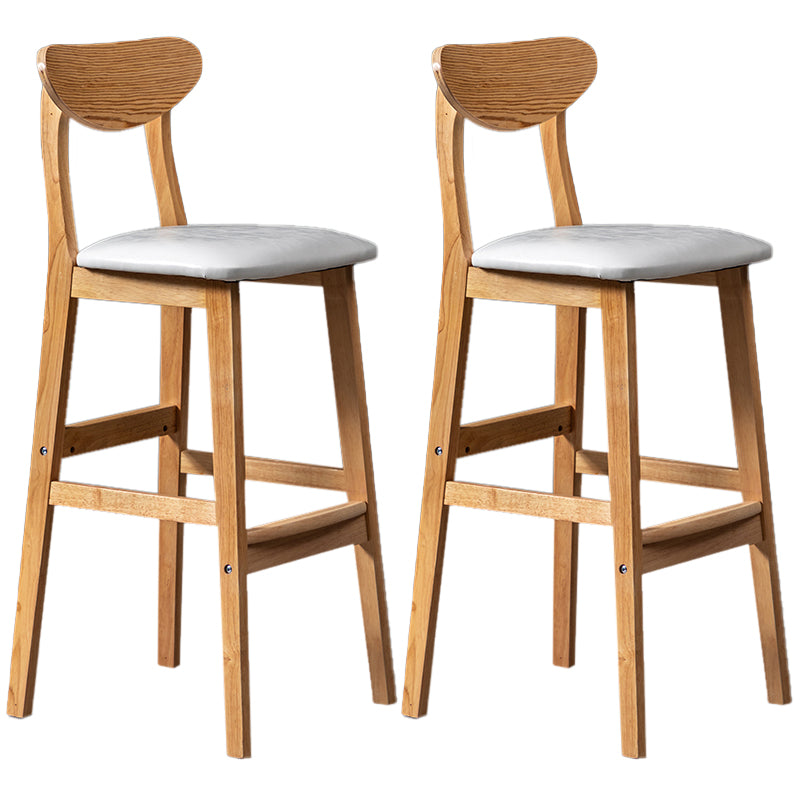 Modern Rubberwood Indoor Bar Stools Natural Finish with Backrest White 2 Piece Set Clearhalo 'Bar Furniture' 'Bar Stools' 'bar_stools' 'furn' 'furn_bar_stools' 'Furniture' 'Kitchen & Dining Furniture' 7734262