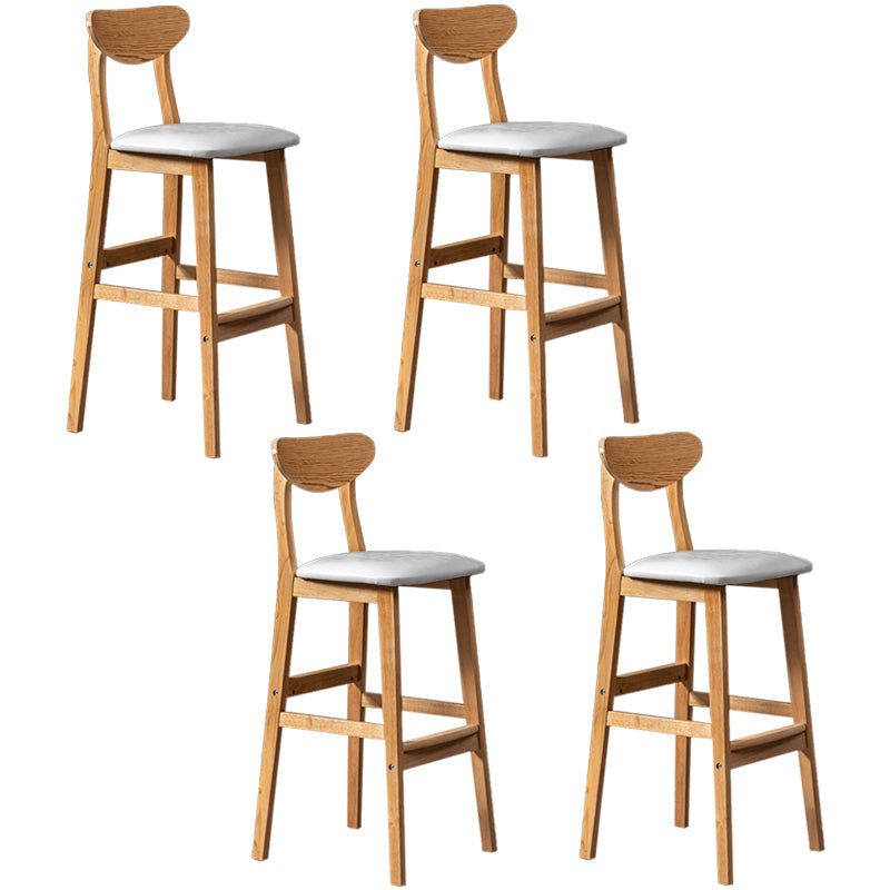 Modern Rubberwood Indoor Bar Stools Natural Finish with Backrest White 4 Piece Set Clearhalo 'Bar Furniture' 'Bar Stools' 'bar_stools' 'furn' 'furn_bar_stools' 'Furniture' 'Kitchen & Dining Furniture' 7734263
