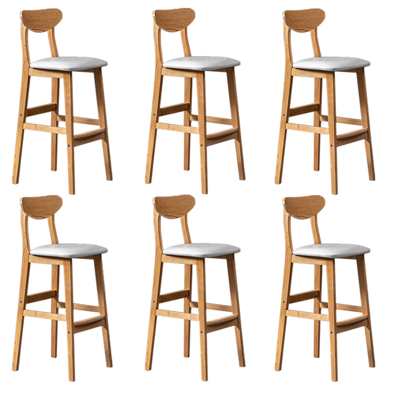 Modern Rubberwood Indoor Bar Stools Natural Finish with Backrest White 6 Piece Set Clearhalo 'Bar Furniture' 'Bar Stools' 'bar_stools' 'furn' 'furn_bar_stools' 'Furniture' 'Kitchen & Dining Furniture' 7734264