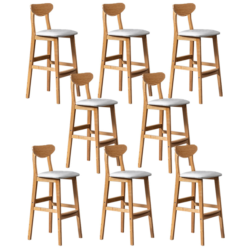 Modern Rubberwood Indoor Bar Stools Natural Finish with Backrest White 8 Piece Set Clearhalo 'Bar Furniture' 'Bar Stools' 'bar_stools' 'furn' 'furn_bar_stools' 'Furniture' 'Kitchen & Dining Furniture' 7734265