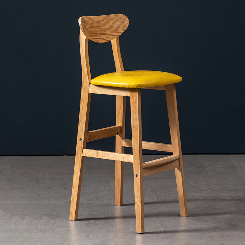 Modern Rubberwood Indoor Bar Stools Natural Finish with Backrest Yellow 1 Piece Clearhalo 'Bar Furniture' 'Bar Stools' 'bar_stools' 'furn' 'furn_bar_stools' 'Furniture' 'Kitchen & Dining Furniture' 7734266