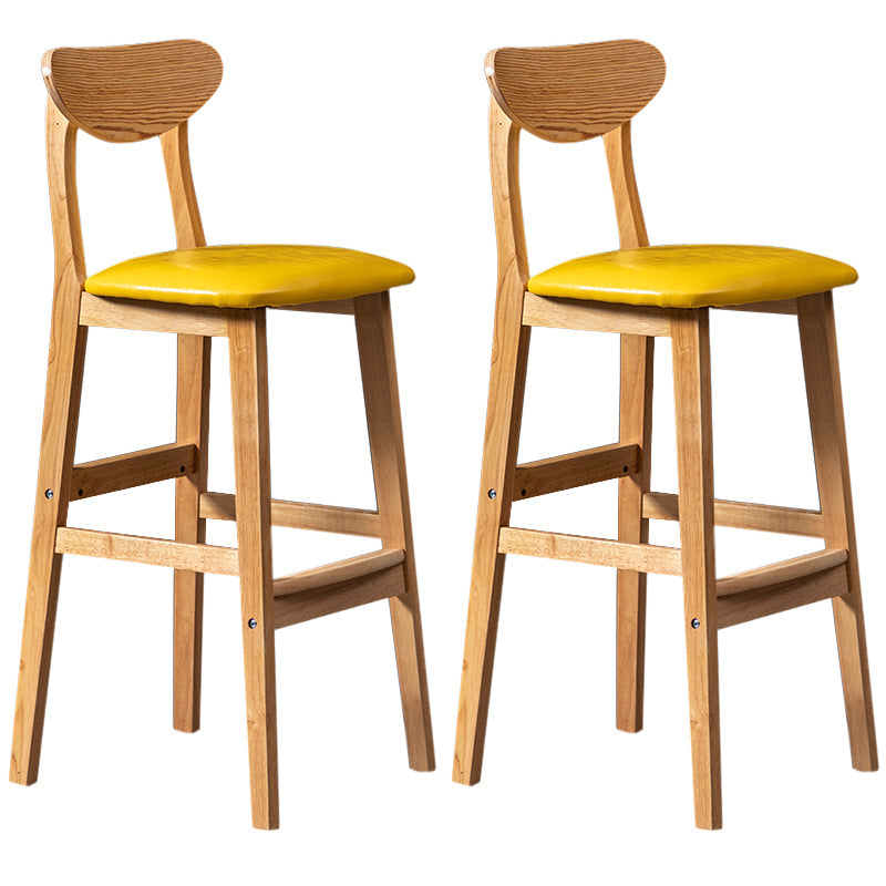 Modern Rubberwood Indoor Bar Stools Natural Finish with Backrest Yellow 2 Piece Set Clearhalo 'Bar Furniture' 'Bar Stools' 'bar_stools' 'furn' 'furn_bar_stools' 'Furniture' 'Kitchen & Dining Furniture' 7734267