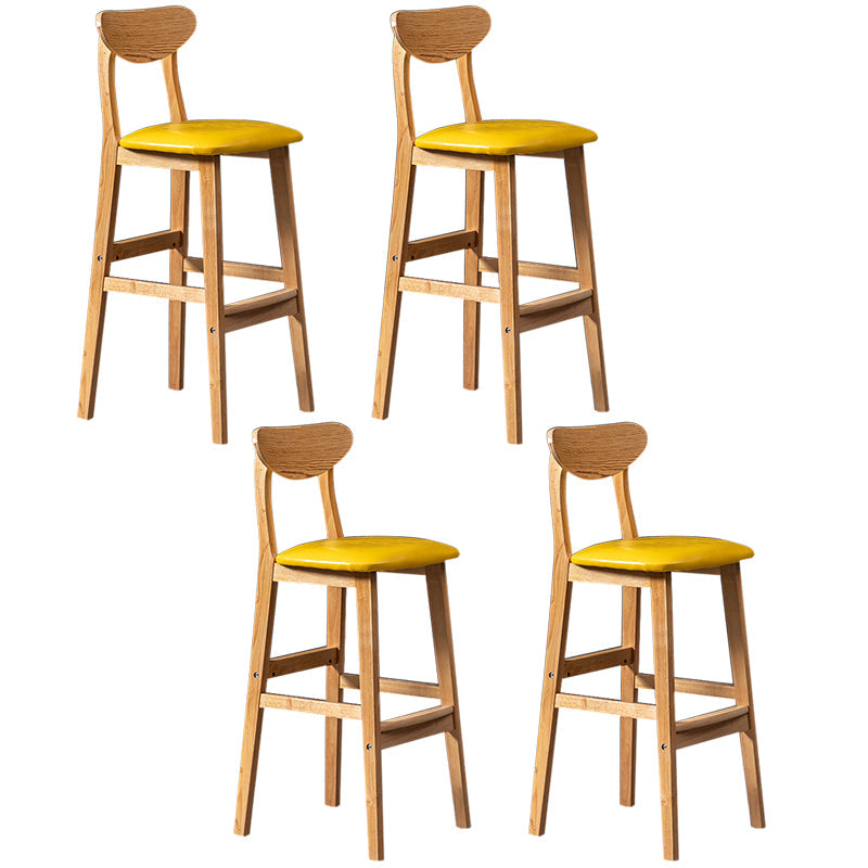 Modern Rubberwood Indoor Bar Stools Natural Finish with Backrest Yellow 4 Piece Set Clearhalo 'Bar Furniture' 'Bar Stools' 'bar_stools' 'furn' 'furn_bar_stools' 'Furniture' 'Kitchen & Dining Furniture' 7734268