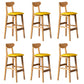 Modern Rubberwood Indoor Bar Stools Natural Finish with Backrest Yellow 6 Piece Set Clearhalo 'Bar Furniture' 'Bar Stools' 'bar_stools' 'furn' 'furn_bar_stools' 'Furniture' 'Kitchen & Dining Furniture' 7734269