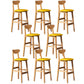 Modern Rubberwood Indoor Bar Stools Natural Finish with Backrest Yellow 8 Piece Set Clearhalo 'Bar Furniture' 'Bar Stools' 'bar_stools' 'furn' 'furn_bar_stools' 'Furniture' 'Kitchen & Dining Furniture' 7734270