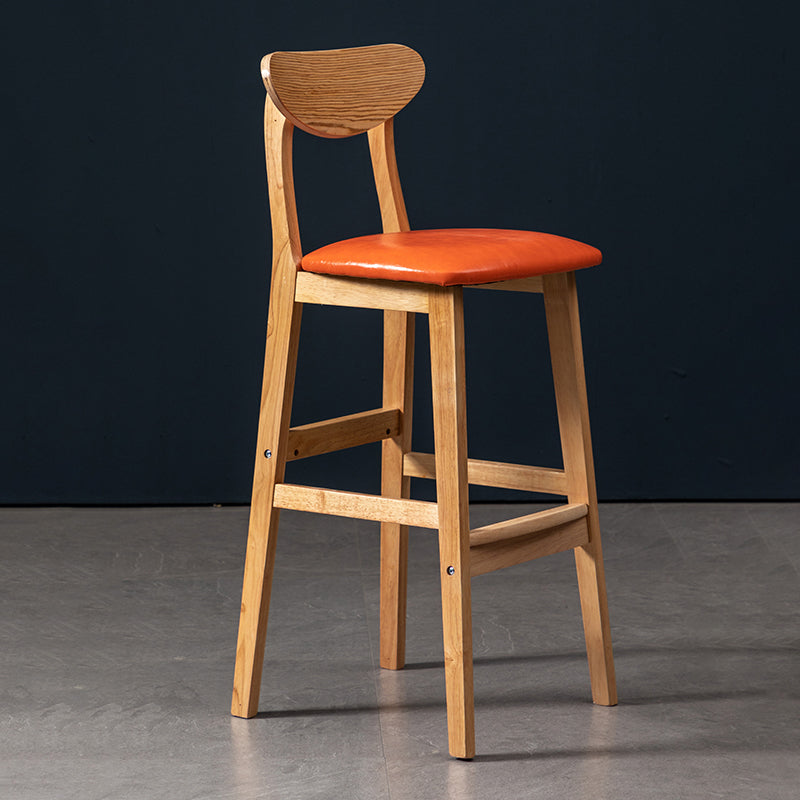 Modern Rubberwood Indoor Bar Stools Natural Finish with Backrest Orange 1 Piece Clearhalo 'Bar Furniture' 'Bar Stools' 'bar_stools' 'furn' 'furn_bar_stools' 'Furniture' 'Kitchen & Dining Furniture' 7734271