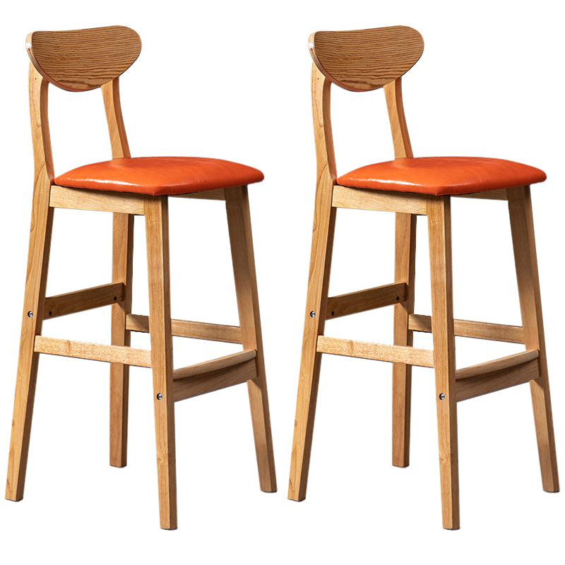 Modern Rubberwood Indoor Bar Stools Natural Finish with Backrest Orange 2 Piece Set Clearhalo 'Bar Furniture' 'Bar Stools' 'bar_stools' 'furn' 'furn_bar_stools' 'Furniture' 'Kitchen & Dining Furniture' 7734272