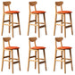 Modern Rubberwood Indoor Bar Stools Natural Finish with Backrest Orange 6 Piece Set Clearhalo 'Bar Furniture' 'Bar Stools' 'bar_stools' 'furn' 'furn_bar_stools' 'Furniture' 'Kitchen & Dining Furniture' 7734274