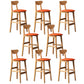 Modern Rubberwood Indoor Bar Stools Natural Finish with Backrest Orange 8 Piece Set Clearhalo 'Bar Furniture' 'Bar Stools' 'bar_stools' 'furn' 'furn_bar_stools' 'Furniture' 'Kitchen & Dining Furniture' 7734275