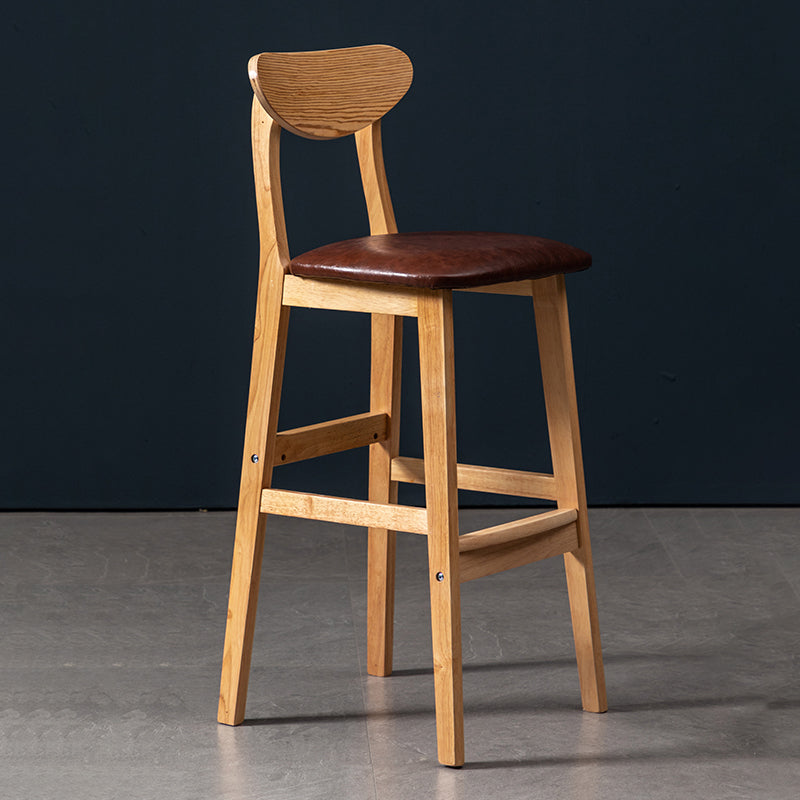 Modern Rubberwood Indoor Bar Stools Natural Finish with Backrest Brown 1 Piece Clearhalo 'Bar Furniture' 'Bar Stools' 'bar_stools' 'furn' 'furn_bar_stools' 'Furniture' 'Kitchen & Dining Furniture' 7734276