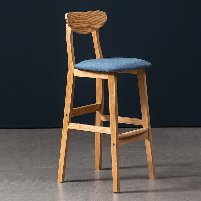 Modern Rubberwood Indoor Bar Stools Natural Finish with Backrest Sky Blue 1 Piece Clearhalo 'Bar Furniture' 'Bar Stools' 'bar_stools' 'furn' 'furn_bar_stools' 'Furniture' 'Kitchen & Dining Furniture' 7734281