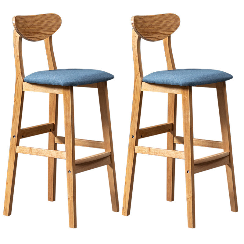 Modern Rubberwood Indoor Bar Stools Natural Finish with Backrest Sky Blue 2 Piece Set Clearhalo 'Bar Furniture' 'Bar Stools' 'bar_stools' 'furn' 'furn_bar_stools' 'Furniture' 'Kitchen & Dining Furniture' 7734282