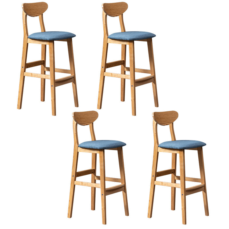 Modern Rubberwood Indoor Bar Stools Natural Finish with Backrest Sky Blue 4 Piece Set Clearhalo 'Bar Furniture' 'Bar Stools' 'bar_stools' 'furn' 'furn_bar_stools' 'Furniture' 'Kitchen & Dining Furniture' 7734283