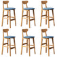 Modern Rubberwood Indoor Bar Stools Natural Finish with Backrest Sky Blue 6 Piece Set Clearhalo 'Bar Furniture' 'Bar Stools' 'bar_stools' 'furn' 'furn_bar_stools' 'Furniture' 'Kitchen & Dining Furniture' 7734284