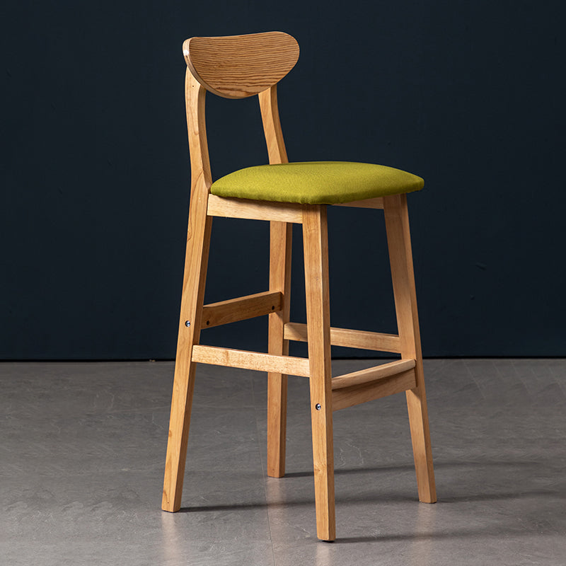 Modern Rubberwood Indoor Bar Stools Natural Finish with Backrest Green 1 Piece Clearhalo 'Bar Furniture' 'Bar Stools' 'bar_stools' 'furn' 'furn_bar_stools' 'Furniture' 'Kitchen & Dining Furniture' 7734286