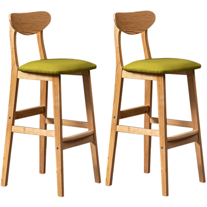 Modern Rubberwood Indoor Bar Stools Natural Finish with Backrest Green 2 Piece Set Clearhalo 'Bar Furniture' 'Bar Stools' 'bar_stools' 'furn' 'furn_bar_stools' 'Furniture' 'Kitchen & Dining Furniture' 7734287