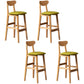 Modern Rubberwood Indoor Bar Stools Natural Finish with Backrest Green 4 Piece Set Clearhalo 'Bar Furniture' 'Bar Stools' 'bar_stools' 'furn' 'furn_bar_stools' 'Furniture' 'Kitchen & Dining Furniture' 7734288