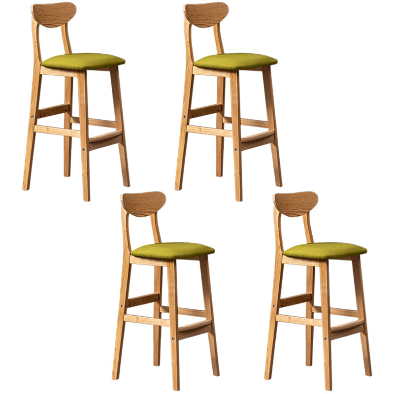 Modern Rubberwood Indoor Bar Stools Natural Finish with Backrest Green 4 Piece Set Clearhalo 'Bar Furniture' 'Bar Stools' 'bar_stools' 'furn' 'furn_bar_stools' 'Furniture' 'Kitchen & Dining Furniture' 7734288