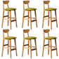 Modern Rubberwood Indoor Bar Stools Natural Finish with Backrest Green 6 Piece Set Clearhalo 'Bar Furniture' 'Bar Stools' 'bar_stools' 'furn' 'furn_bar_stools' 'Furniture' 'Kitchen & Dining Furniture' 7734289