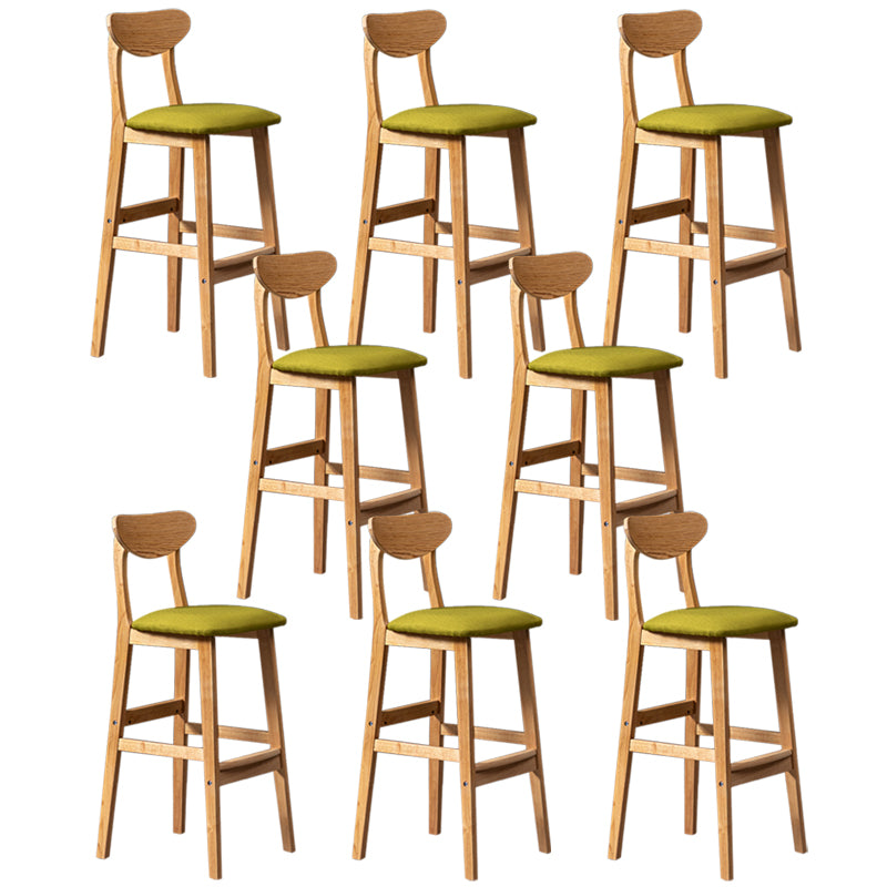 Modern Rubberwood Indoor Bar Stools Natural Finish with Backrest Green 8 Piece Set Clearhalo 'Bar Furniture' 'Bar Stools' 'bar_stools' 'furn' 'furn_bar_stools' 'Furniture' 'Kitchen & Dining Furniture' 7734290
