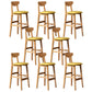 Modern Rubberwood Indoor Bar Stools Natural Finish with Backrest Light Yellow 8 Piece Set Clearhalo 'Bar Furniture' 'Bar Stools' 'bar_stools' 'furn' 'furn_bar_stools' 'Furniture' 'Kitchen & Dining Furniture' 7734295