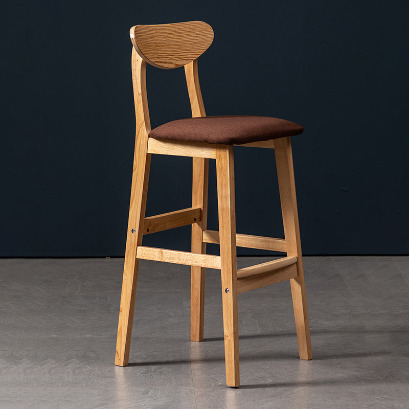 Modern Rubberwood Indoor Bar Stools Natural Finish with Backrest Coffee 1 Piece Clearhalo 'Bar Furniture' 'Bar Stools' 'bar_stools' 'furn' 'furn_bar_stools' 'Furniture' 'Kitchen & Dining Furniture' 7734296