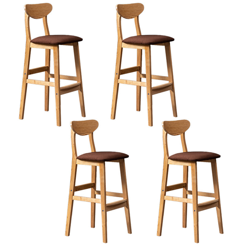 Modern Rubberwood Indoor Bar Stools Natural Finish with Backrest Coffee 4 Piece Set Clearhalo 'Bar Furniture' 'Bar Stools' 'bar_stools' 'furn' 'furn_bar_stools' 'Furniture' 'Kitchen & Dining Furniture' 7734298