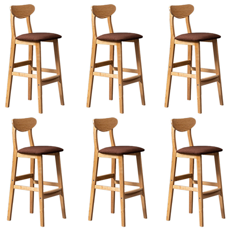 Modern Rubberwood Indoor Bar Stools Natural Finish with Backrest Coffee 6 Piece Set Clearhalo 'Bar Furniture' 'Bar Stools' 'bar_stools' 'furn' 'furn_bar_stools' 'Furniture' 'Kitchen & Dining Furniture' 7734299