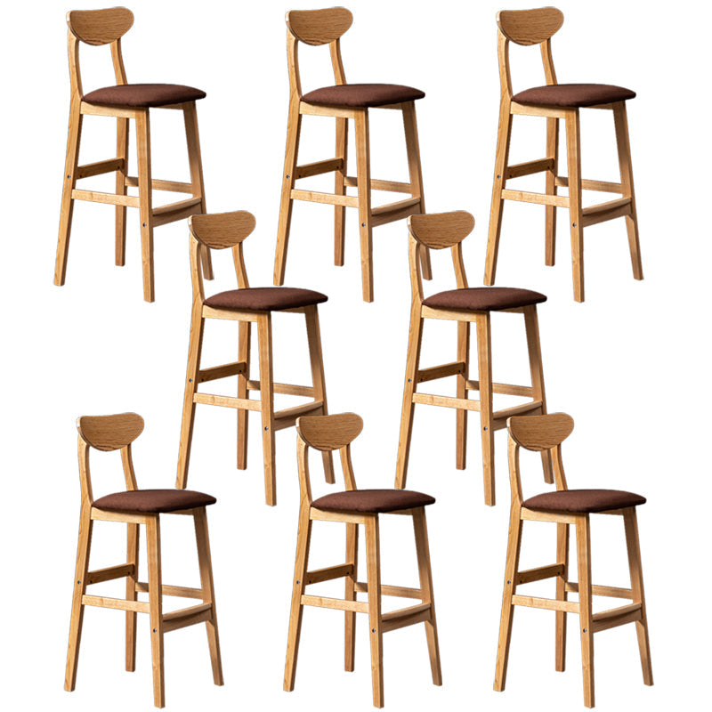 Modern Rubberwood Indoor Bar Stools Natural Finish with Backrest Coffee 8 Piece Set Clearhalo 'Bar Furniture' 'Bar Stools' 'bar_stools' 'furn' 'furn_bar_stools' 'Furniture' 'Kitchen & Dining Furniture' 7734300