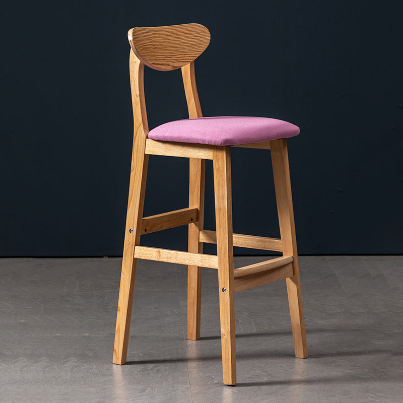 Modern Rubberwood Indoor Bar Stools Natural Finish with Backrest Rose Pink 1 Piece Clearhalo 'Bar Furniture' 'Bar Stools' 'bar_stools' 'furn' 'furn_bar_stools' 'Furniture' 'Kitchen & Dining Furniture' 7734301