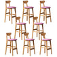 Modern Rubberwood Indoor Bar Stools Natural Finish with Backrest Rose Pink 8 Piece Set Clearhalo 'Bar Furniture' 'Bar Stools' 'bar_stools' 'furn' 'furn_bar_stools' 'Furniture' 'Kitchen & Dining Furniture' 7734305