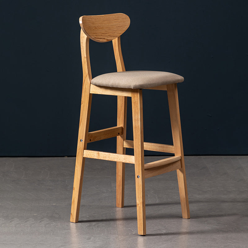 Modern Rubberwood Indoor Bar Stools Natural Finish with Backrest Beige 1 Piece Clearhalo 'Bar Furniture' 'Bar Stools' 'bar_stools' 'furn' 'furn_bar_stools' 'Furniture' 'Kitchen & Dining Furniture' 7734306