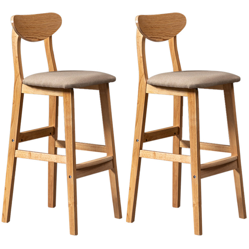 Modern Rubberwood Indoor Bar Stools Natural Finish with Backrest Beige 2 Piece Set Clearhalo 'Bar Furniture' 'Bar Stools' 'bar_stools' 'furn' 'furn_bar_stools' 'Furniture' 'Kitchen & Dining Furniture' 7734307