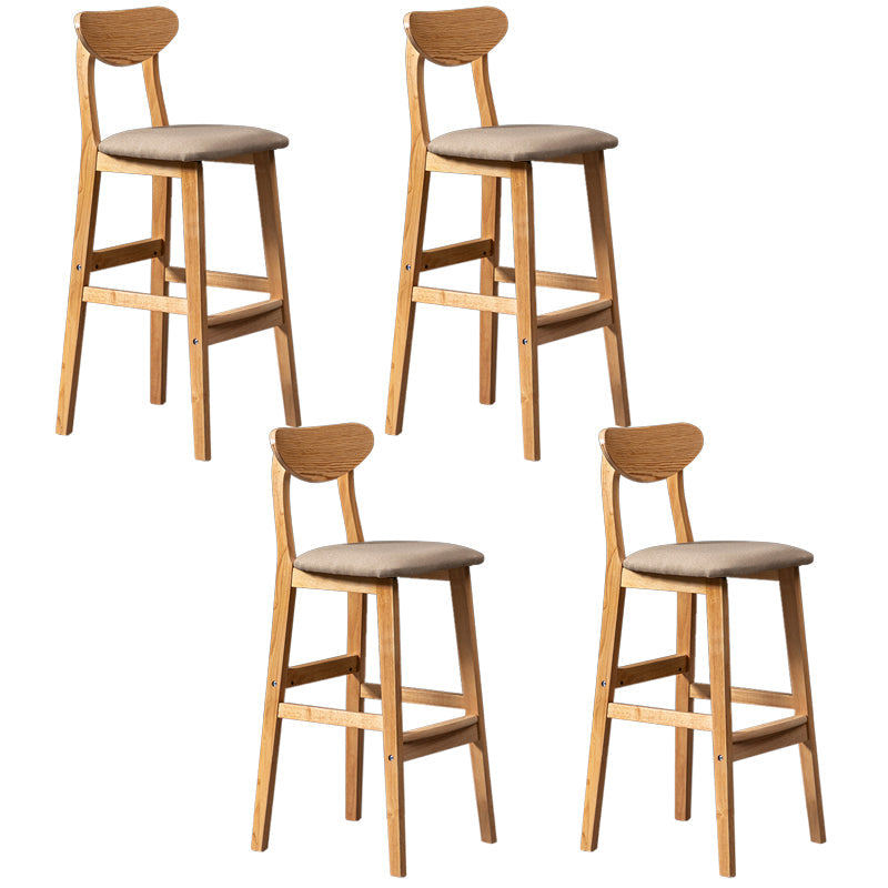 Modern Rubberwood Indoor Bar Stools Natural Finish with Backrest Beige 4 Piece Set Clearhalo 'Bar Furniture' 'Bar Stools' 'bar_stools' 'furn' 'furn_bar_stools' 'Furniture' 'Kitchen & Dining Furniture' 7734308