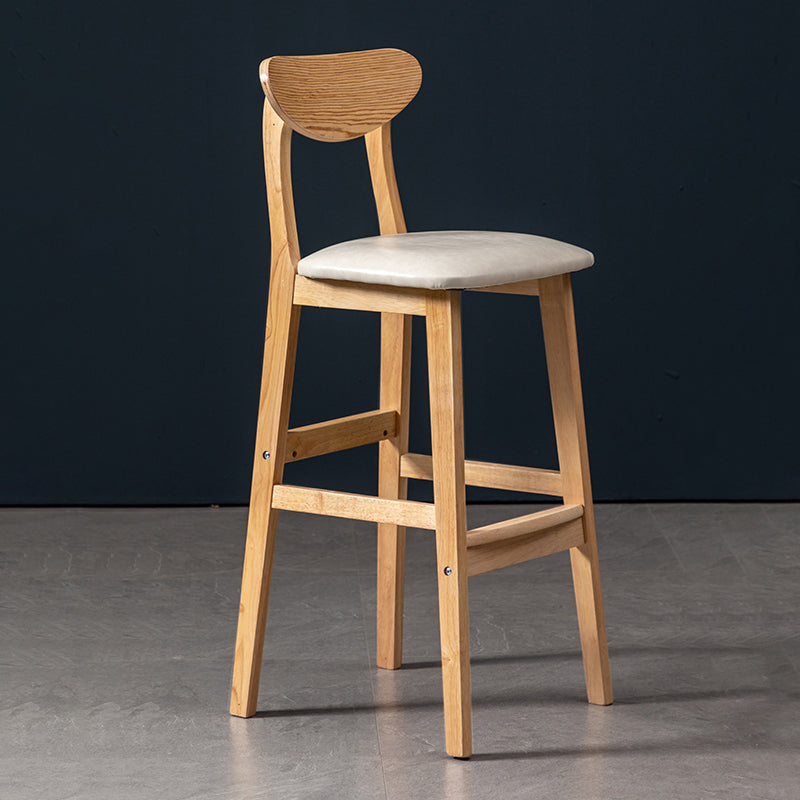 Modern Rubberwood Indoor Bar Stools Natural Finish with Backrest Off-White 1 Piece Clearhalo 'Bar Furniture' 'Bar Stools' 'bar_stools' 'furn' 'furn_bar_stools' 'Furniture' 'Kitchen & Dining Furniture' 7734311