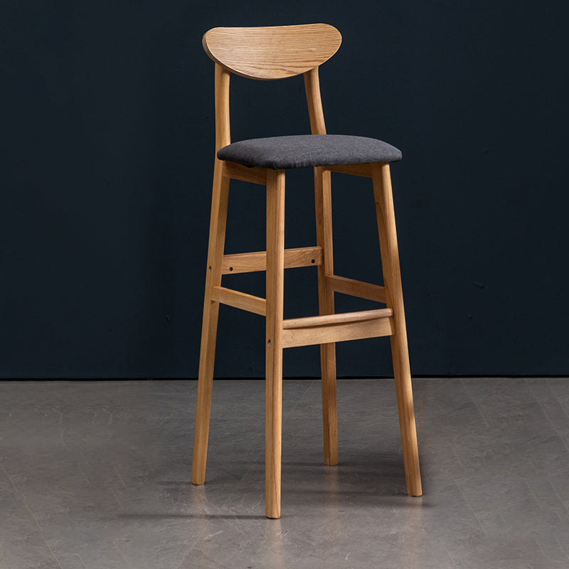 Modern Rubberwood Indoor Bar Stools Natural Finish with Backrest Wood-Grey 1 Piece Clearhalo 'Bar Furniture' 'Bar Stools' 'bar_stools' 'furn' 'furn_bar_stools' 'Furniture' 'Kitchen & Dining Furniture' 7734316