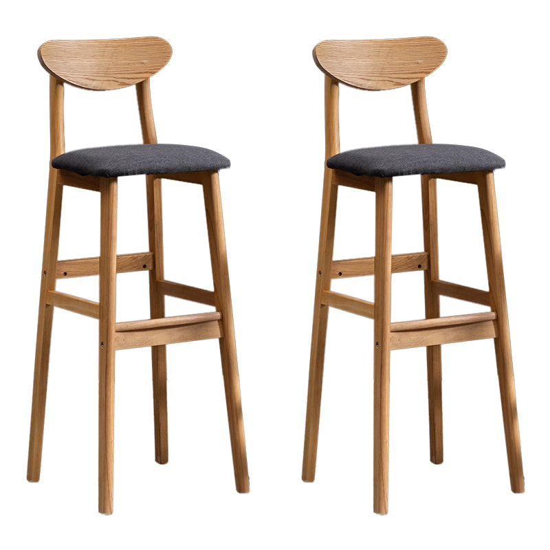 Modern Rubberwood Indoor Bar Stools Natural Finish with Backrest Wood-Grey 2 Piece Set Clearhalo 'Bar Furniture' 'Bar Stools' 'bar_stools' 'furn' 'furn_bar_stools' 'Furniture' 'Kitchen & Dining Furniture' 7734317
