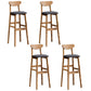 Modern Rubberwood Indoor Bar Stools Natural Finish with Backrest Wood-Grey 4 Piece Set Clearhalo 'Bar Furniture' 'Bar Stools' 'bar_stools' 'furn' 'furn_bar_stools' 'Furniture' 'Kitchen & Dining Furniture' 7734318