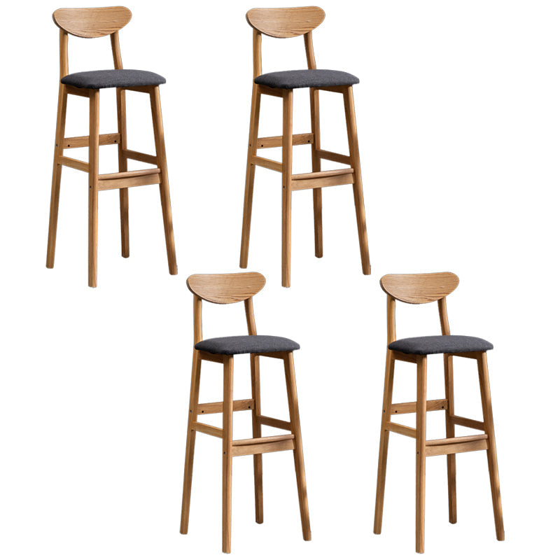 Modern Rubberwood Indoor Bar Stools Natural Finish with Backrest Wood-Grey 4 Piece Set Clearhalo 'Bar Furniture' 'Bar Stools' 'bar_stools' 'furn' 'furn_bar_stools' 'Furniture' 'Kitchen & Dining Furniture' 7734318