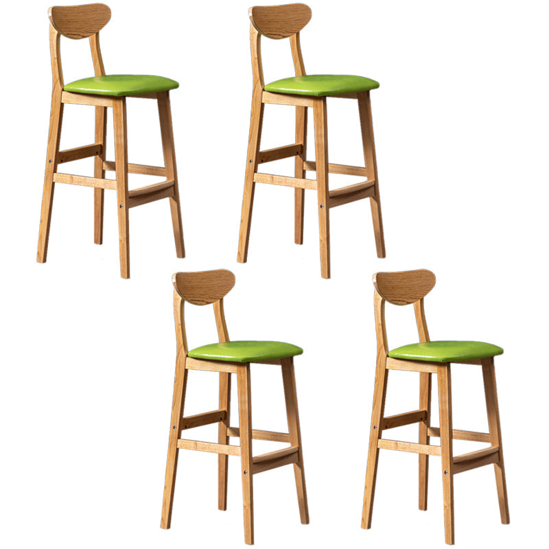 Modern Rubberwood Indoor Bar Stools Natural Finish with Backrest Light Grass Green 4 Piece Set Clearhalo 'Bar Furniture' 'Bar Stools' 'bar_stools' 'furn' 'furn_bar_stools' 'Furniture' 'Kitchen & Dining Furniture' 7734323