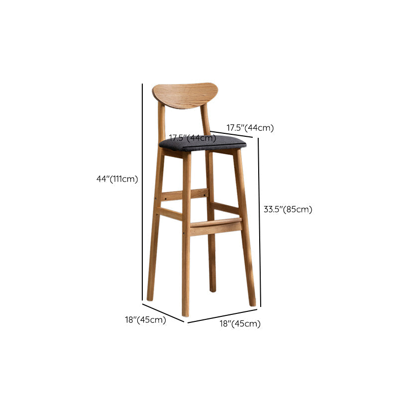 Modern Rubberwood Indoor Bar Stools Natural Finish with Backrest Clearhalo 'Bar Furniture' 'Bar Stools' 'bar_stools' 'furn' 'furn_bar_stools' 'Furniture' 'Kitchen & Dining Furniture' 7734327